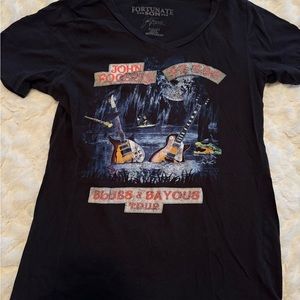 Women’s John Fogerty ZZ Top T-Shirt Blues Bayou Tour 2018 Fortunate Son Concert
